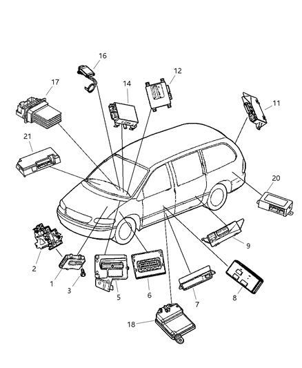 2005 Chrysler Town & Country OCCUPANT Restraint Module Diagram for 68018344AA