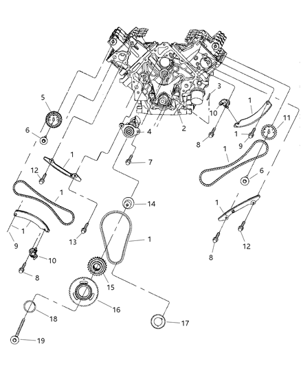 2003 Dodge Ram 1500 Timing Chain & Guides Diagram 1