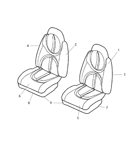 2002 Dodge Durango Seat Back-Front Seat Diagram for WT161L5AA