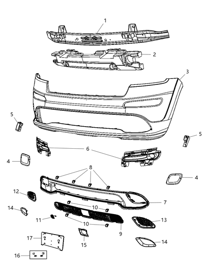 2012 Jeep Grand Cherokee Grille-FASCIA Diagram for 68158581AA