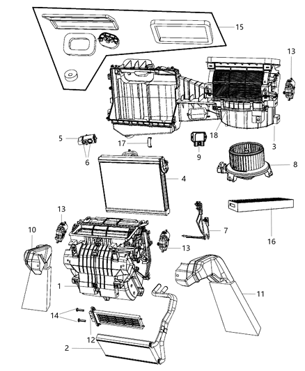 2012 Jeep Wrangler A/C & Heater Unit Diagram 1
