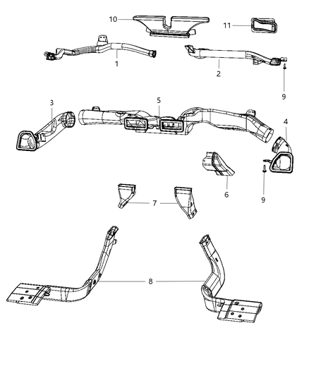 2014 Dodge Avenger Duct-Air To Rear Seat Diagram for 5058422AB