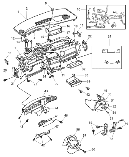 1997 Chrysler Town & Country Instrument Panel - Silencers-Covers Diagram