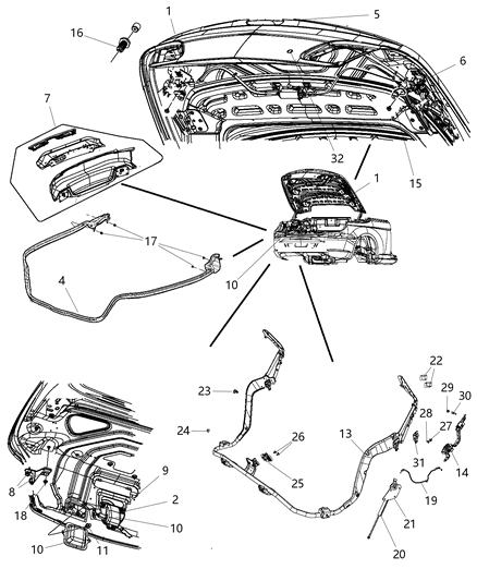 2008 Chrysler Sebring STRIKER-DECKLID Latch Diagram for 68029308AA