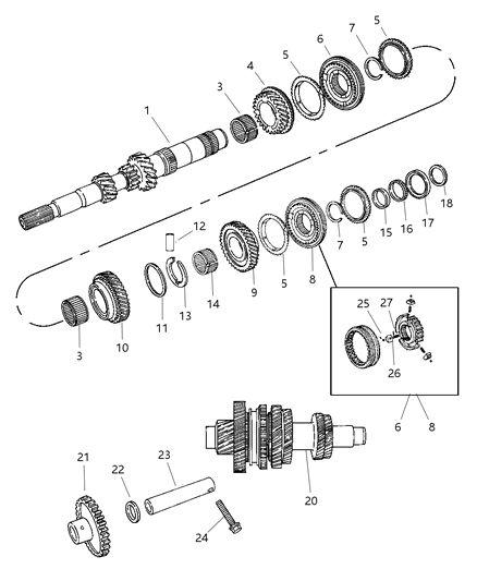 2003 Dodge Neon Transmission Transaxle Shaft Packaging Diagram for 5019573AA