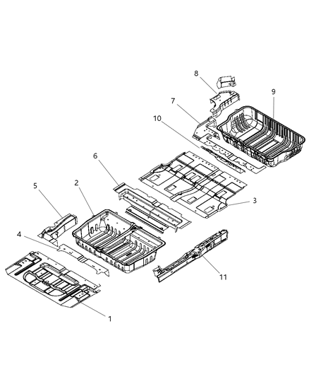 2014 Ram C/V Floor Pan - Fold-Down Seats Diagram