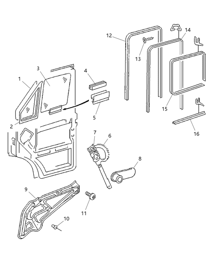 2002 Dodge Sprinter 2500 Channel-Glass Run Lower Diagram for 5104029AA