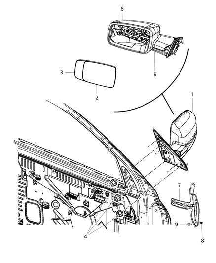 2014 Ram 4500 Outside Rear View Mirror Diagram for 68142671AD