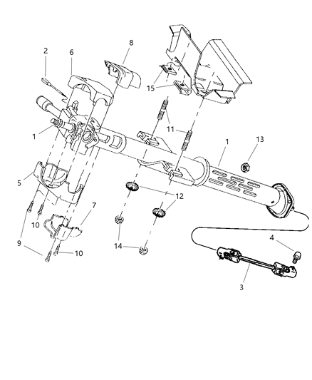 2000 Dodge Viper Column Assembly & Mounting Diagram