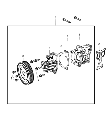 2008 Jeep Compass Water Pump & Related Parts Diagram 2