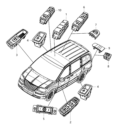 2015 Dodge Grand Caravan Switches - Doors & Liftgate Diagram