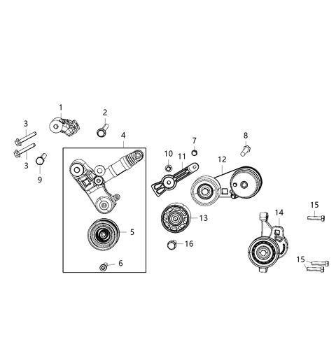 2020 Jeep Wrangler Pulley-Idler Diagram for 5281596AA