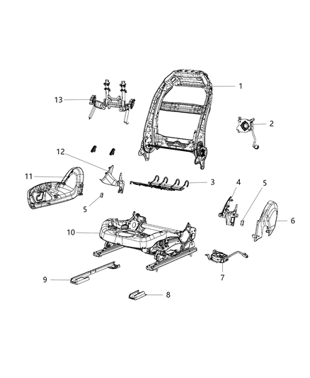 2015 Chrysler 200 Adjusters, Recliners & Shields - Passenger Seat - Power Diagram