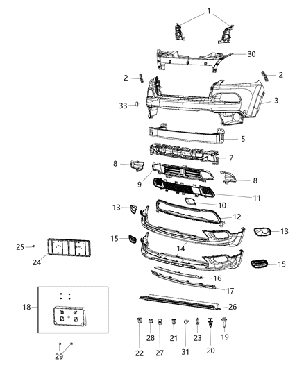 2017 Jeep Cherokee Beam-Front Bumper Diagram for 68174155AA