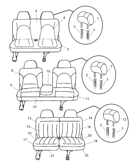 2002 Chrysler Town & Country HEADREST-Rear Diagram for UE052T5AA