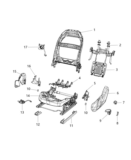 2015 Chrysler 200 Adjusters, Recliners & Shields - Driver Seat - Manual Diagram