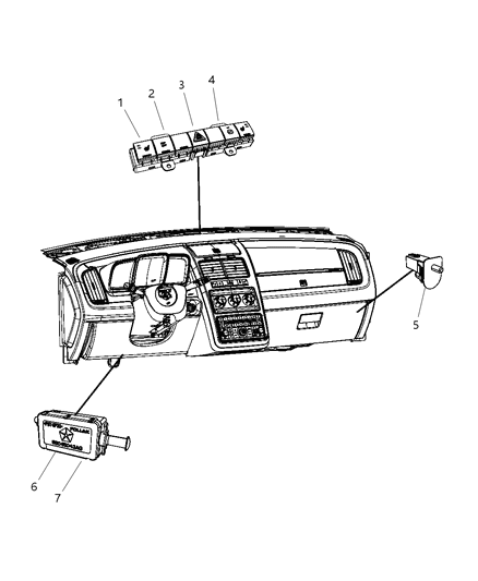 2009 Dodge Journey Switch-3 Gang Diagram for 68018744AB