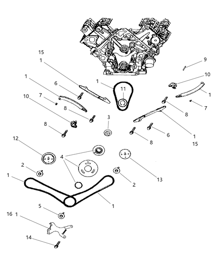 2003 Dodge Durango Guide-Timing Chain Diagram for 53020781