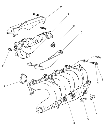 1997 Dodge Stratus Manifolds - Intake & Exhaust Diagram 1