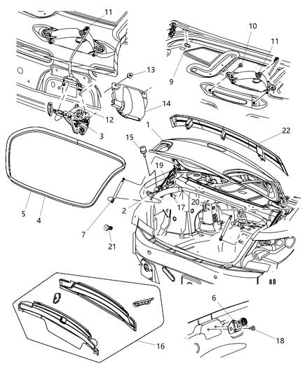 2010 Chrysler Sebring Deck Lid & Related Parts Diagram