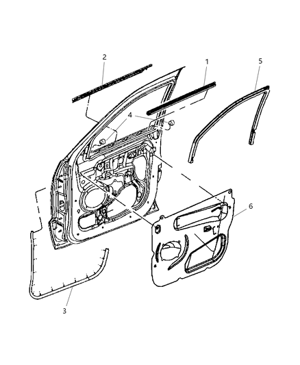 2009 Jeep Grand Cherokee Seal-Front Door Diagram for 55394043AE