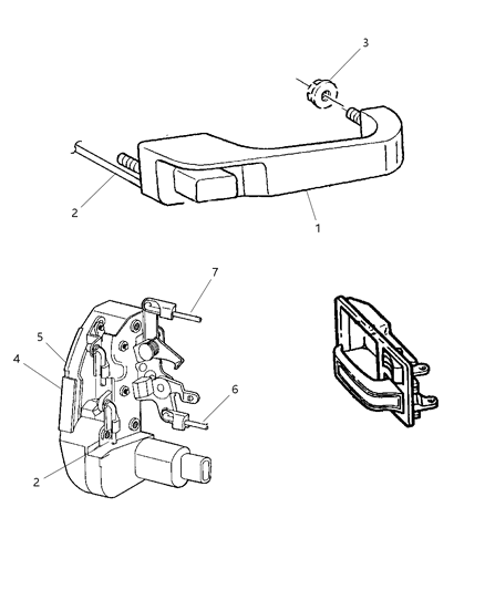 1999 Jeep Cherokee Door Latch Assembly Rear Diagram for 55235202AC