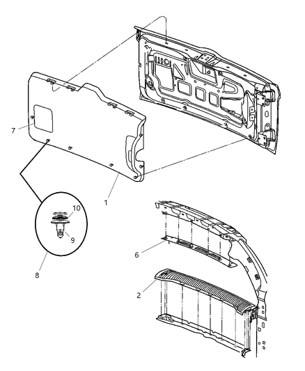 2005 Jeep Liberty Swing Gate - Trim Panel Diagram