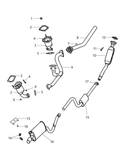 2005 Chrysler Sebring Exhaust Muffler And Tailpipe Diagram for 5273758AA