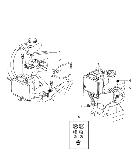 2010 Jeep Liberty Hydraulic Control Unit & Brake Tubes, To Master Cylinder Diagram