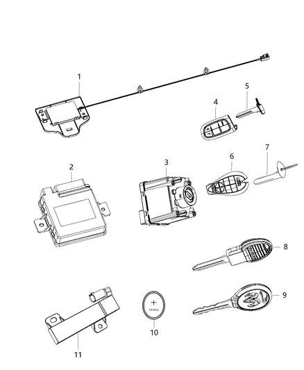 2014 Ram 1500 Modules, Receiver, Keys And Key Fobs Diagram