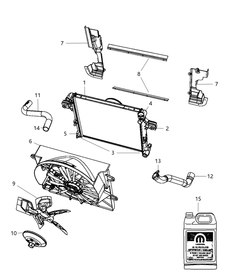 2009 Jeep Commander Radiator & Related Parts Diagram 1
