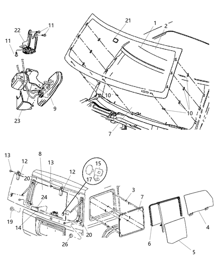 2010 Jeep Commander Ball Stud-LIFTGATE Glass Diagram for 55394184AA