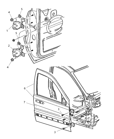 2006 Jeep Commander Door, Front Shell & Hinges Diagram