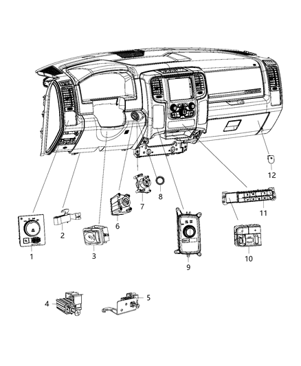 2017 Ram 3500 Switch-Instrument Panel Diagram for 68231821AD