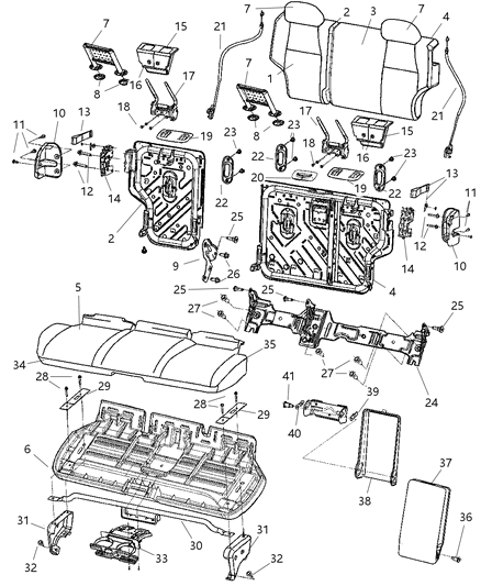 2007 Jeep Grand Cherokee Seat Cushion Foam Diagram for 5143433AA