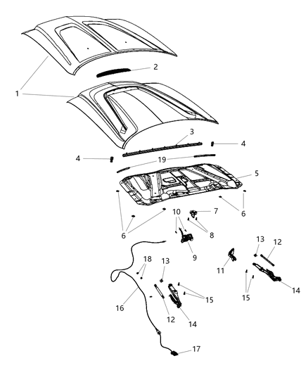 2012 Dodge Charger Hood Hinge Diagram for 55113550AE