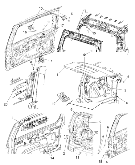 2008 Jeep Liberty Bumper-Glass Diagram for 57010243AA
