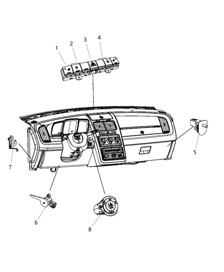 2011 Dodge Journey Switch-3 Gang Diagram for 68018744AC