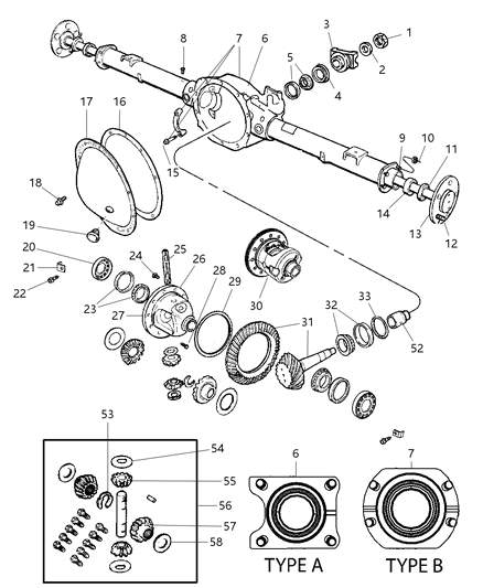 2007 Dodge Ram 1500 Axle Housing, Rear, With Differential Parts Diagram