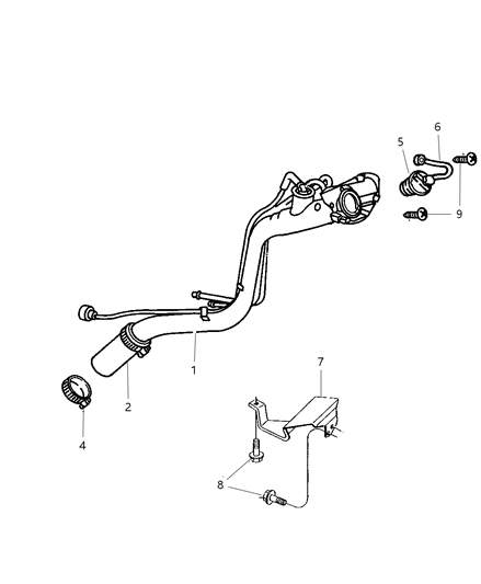 2003 Chrysler Town & Country Fuel Tank Filler Tube Diagram