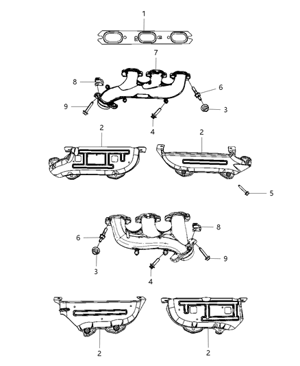2009 Dodge Nitro Exhaust Manifolds & Heat Shields Diagram 3