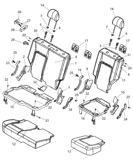 2006 Jeep Liberty Seat Back-Rear Diagram for 1BD161D5AA