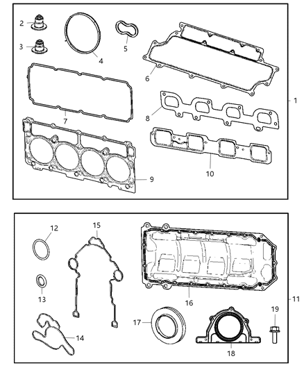 2007 Dodge Charger Gasket Kit-Engine Upper Diagram for 5170961AA
