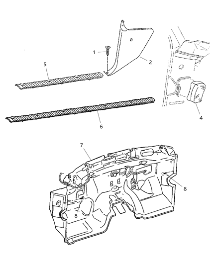 2001 Dodge Ram 1500 Molding-Side SILL Diagram for 5FY05RC3AA