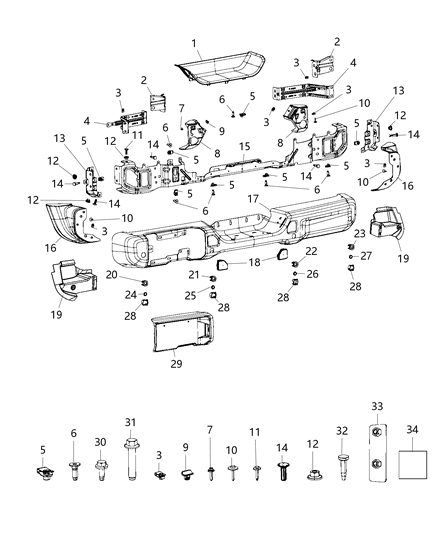 2021 Jeep Wrangler Bumper, Rear Diagram 4