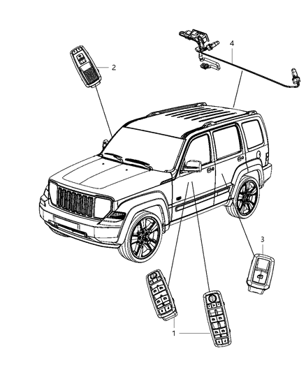 2012 Jeep Liberty Switches Doors & Liftgate Diagram