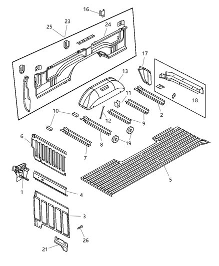 2001 Dodge Ram 3500 Floor Box & Panel Diagram