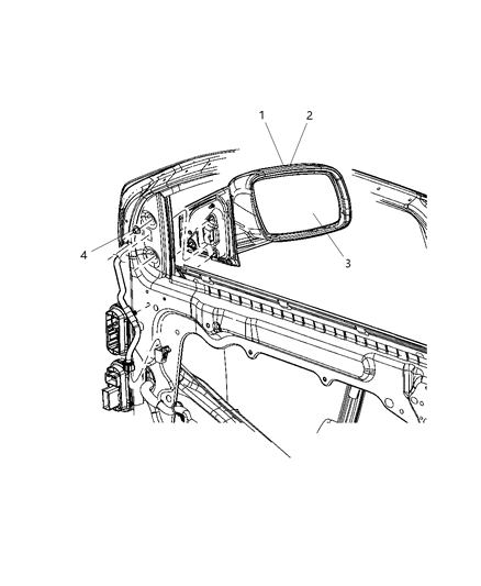 2012 Dodge Journey Outside Rear View Mirror Diagram for 1UD791BPAA