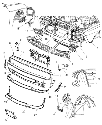 2010 Dodge Challenger Extension-Bumper Diagram for 68032707AA