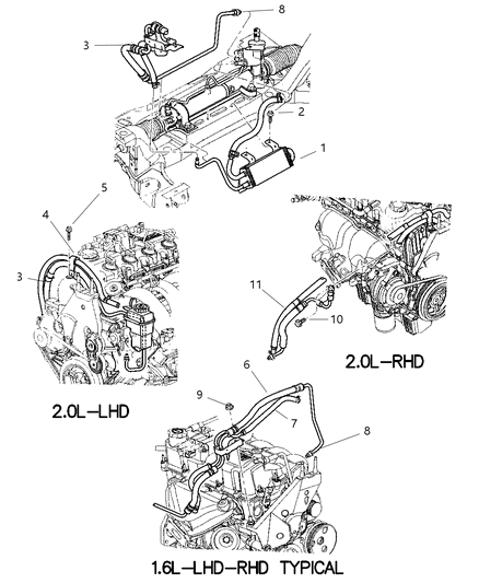 2002 Dodge Neon Line-Power Steering Pressure And Return Diagram for 5272278AC